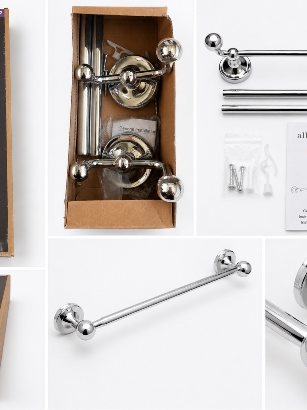 Allen + Roth Designer II 24-in Chrome Wall-Mount Single Towel Bar